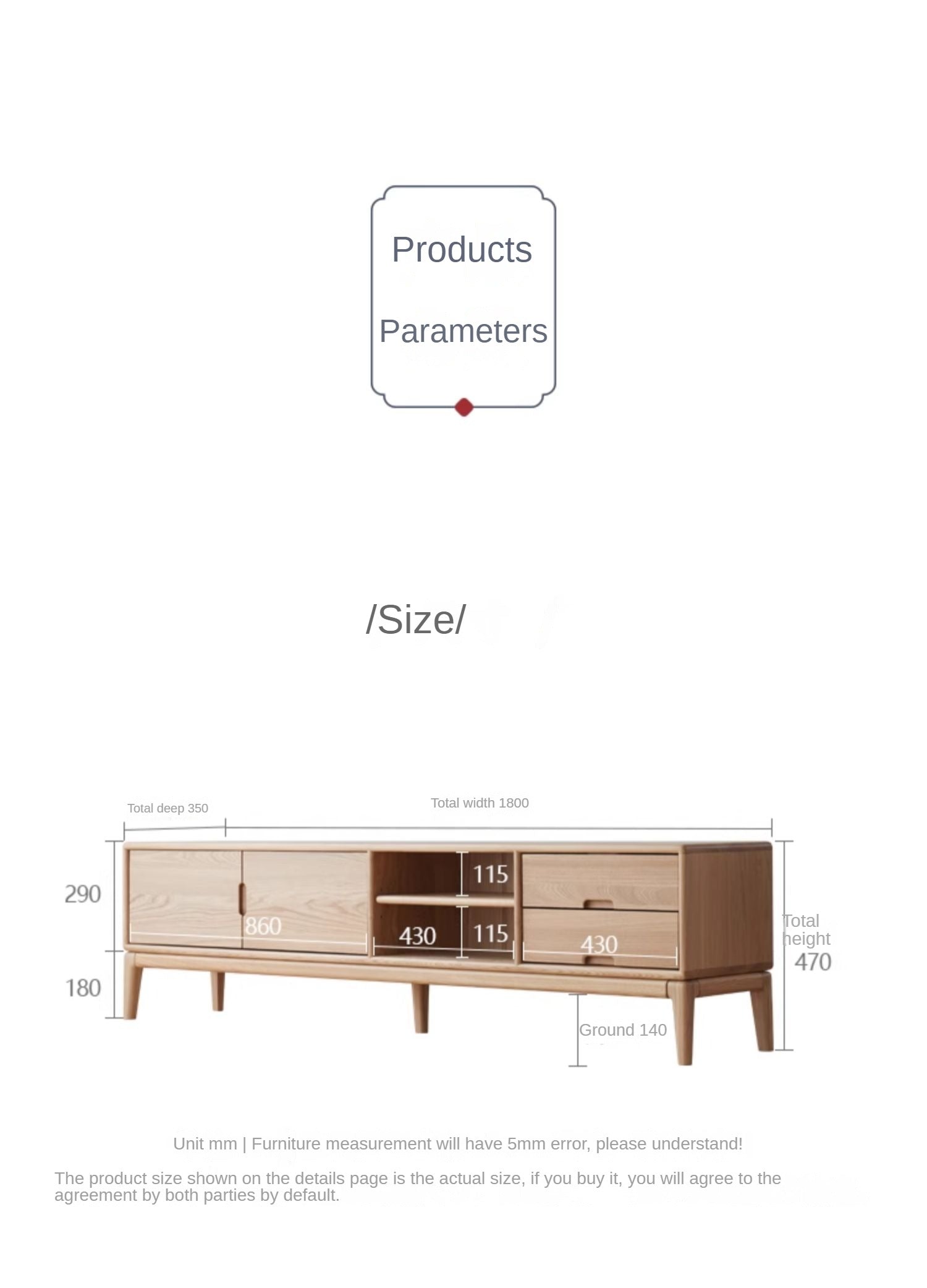 Ash solid wood simple floor TV cabinet-