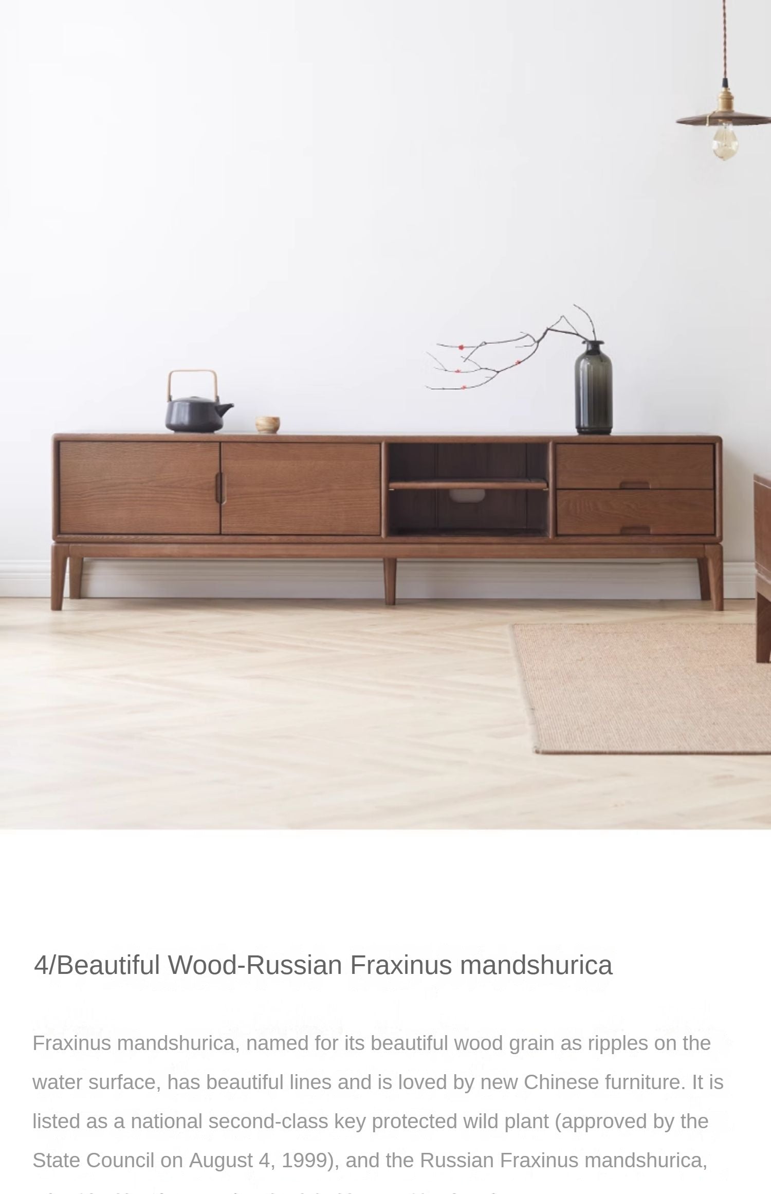 Ash, black walnut solid wood modern simple TV cabinet,