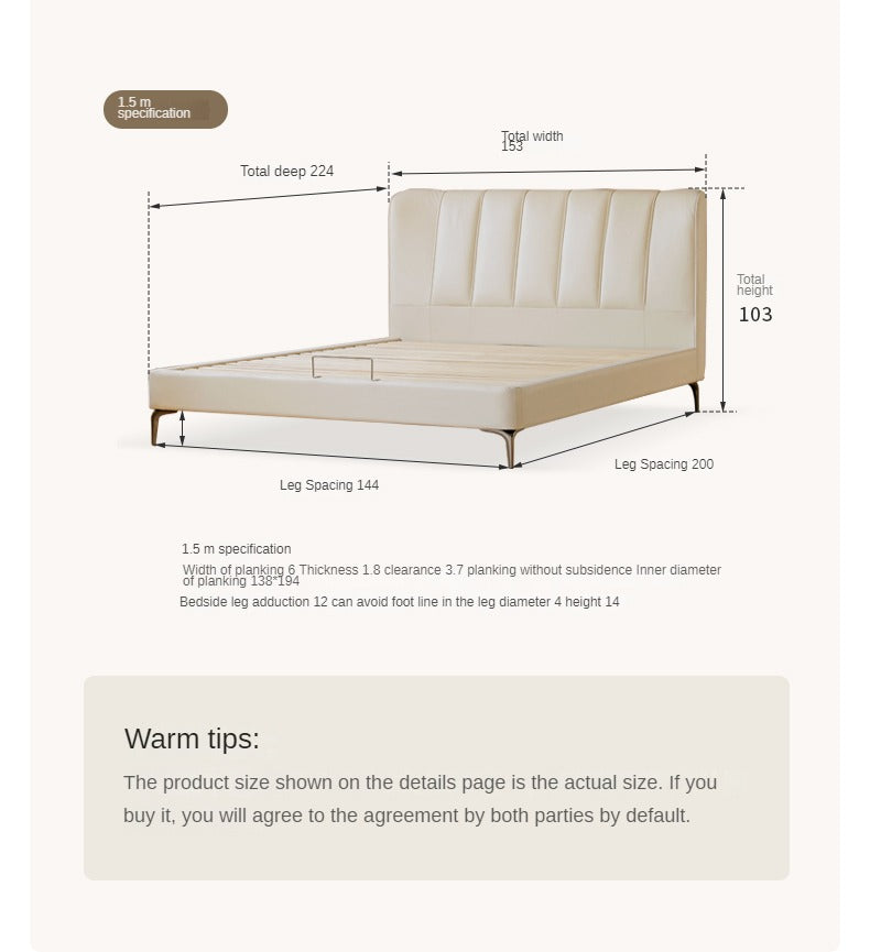 First layer of yellow cowhide Cream Style High Bed<