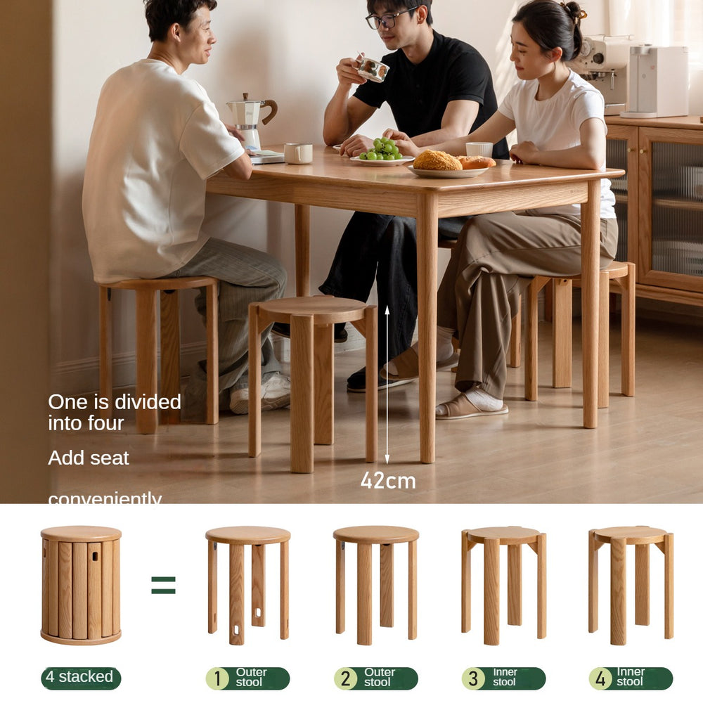Solid Wood Stacking Stool Restaurant Home Stackable Stool Oak Stacking ...