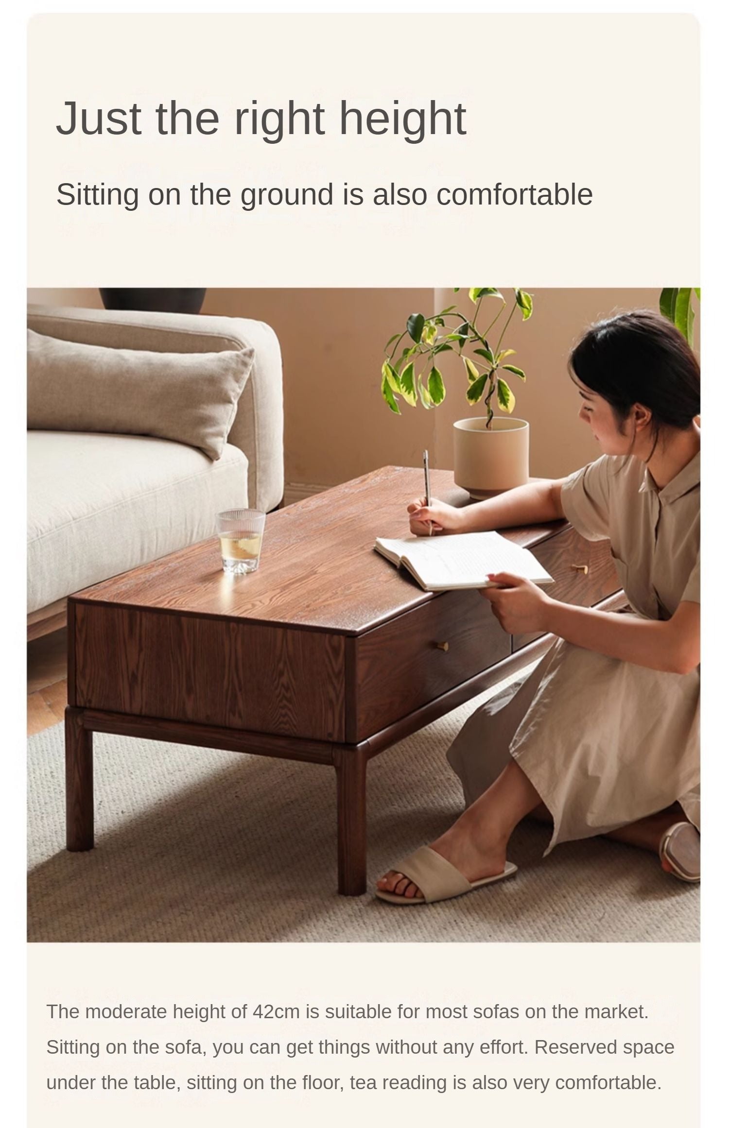 Ash solid wood simple modern coffee table-