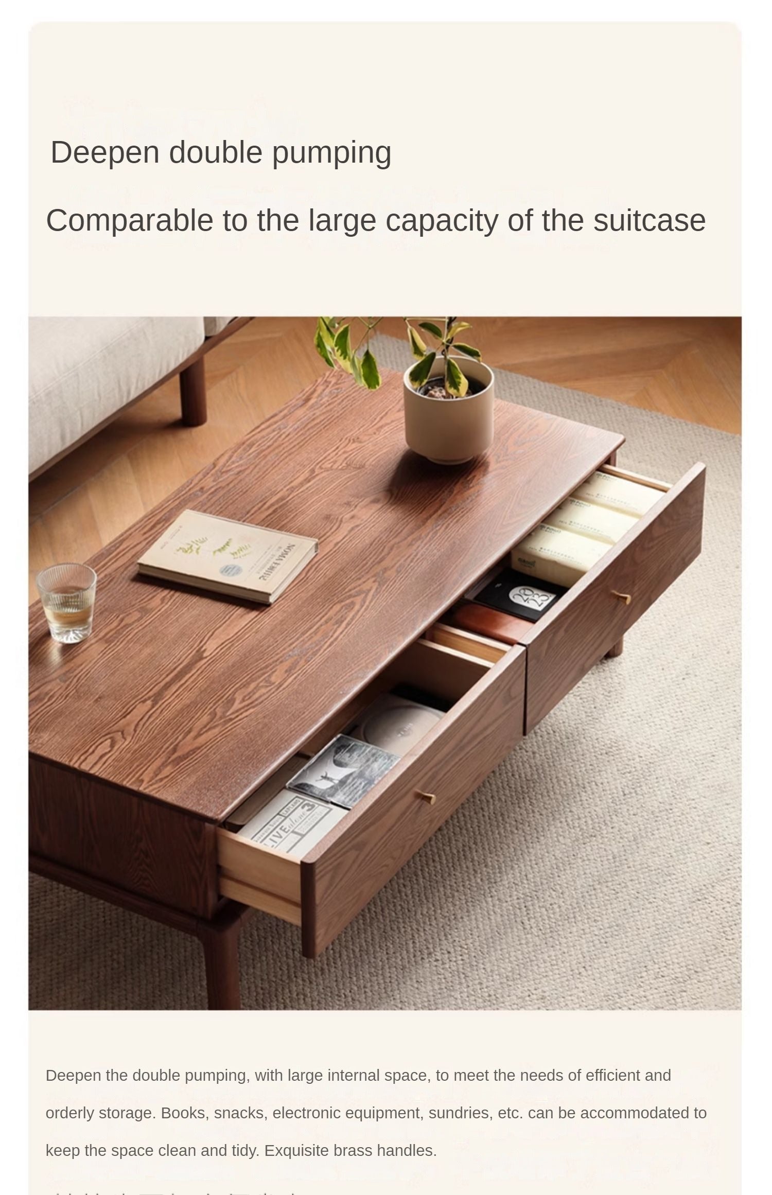 Ash solid wood simple modern coffee table-