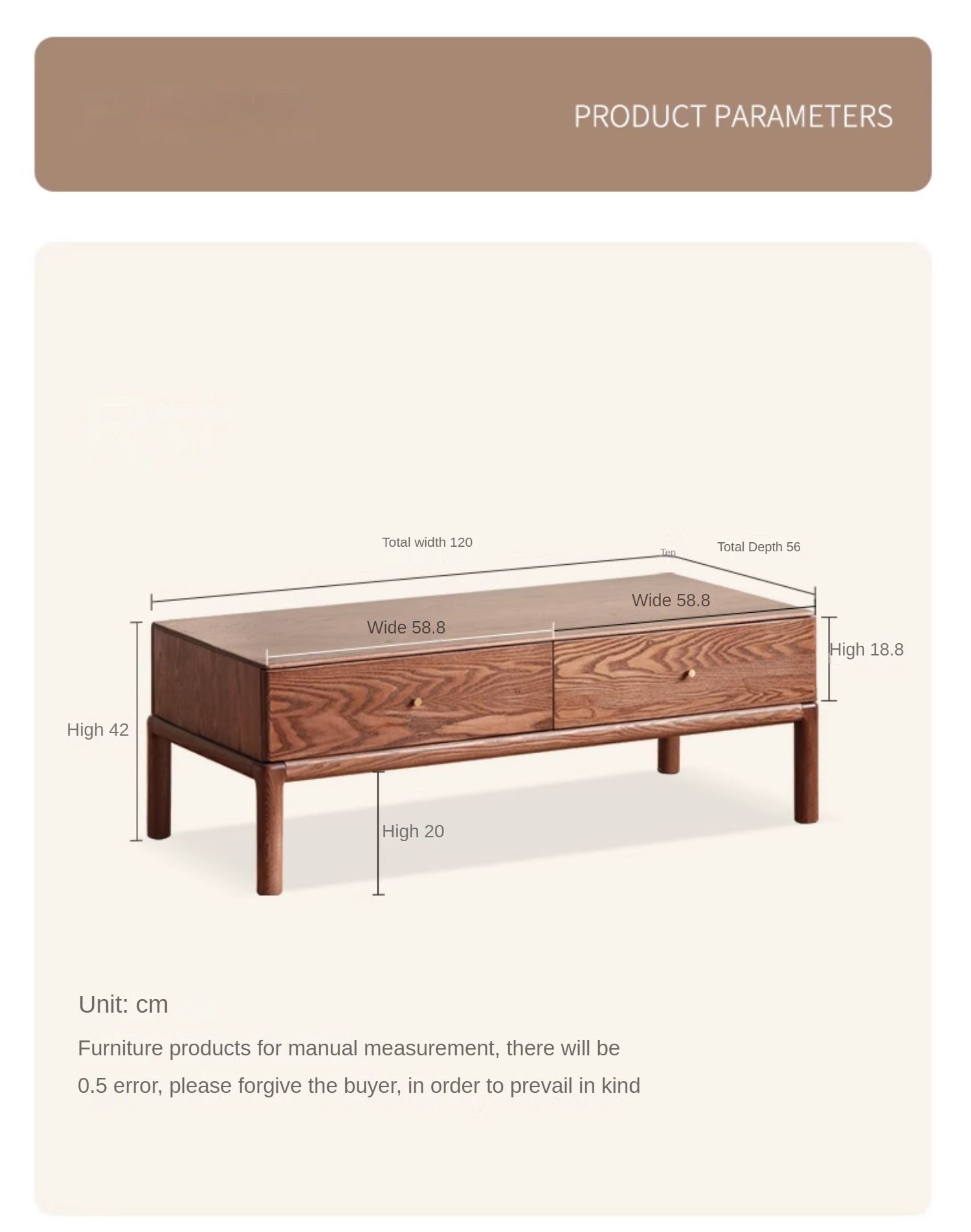 Ash solid wood simple modern coffee table-