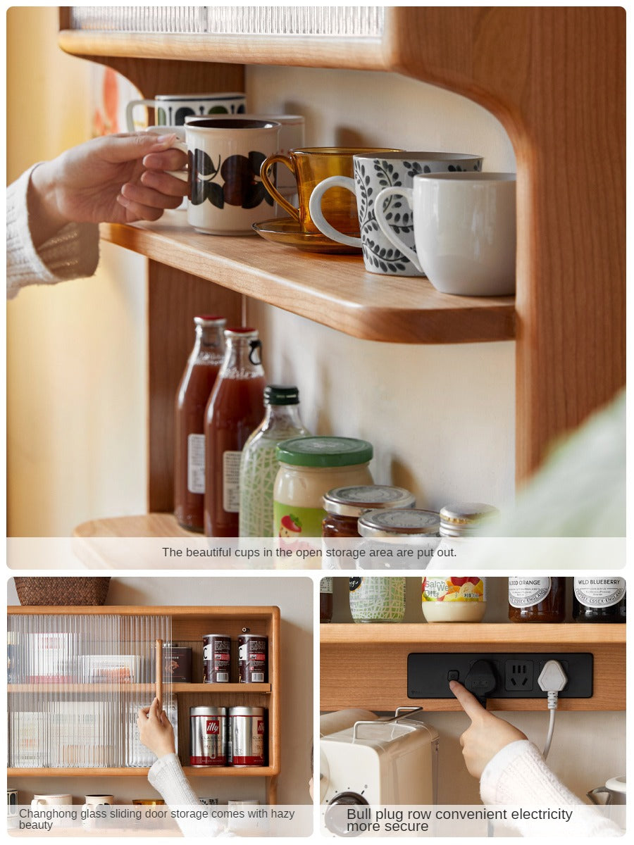 Cherry Solid Wood Wall Storage Cabinet,