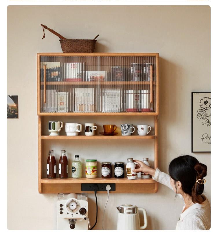 Cherry Solid Wood Wall Storage Cabinet,