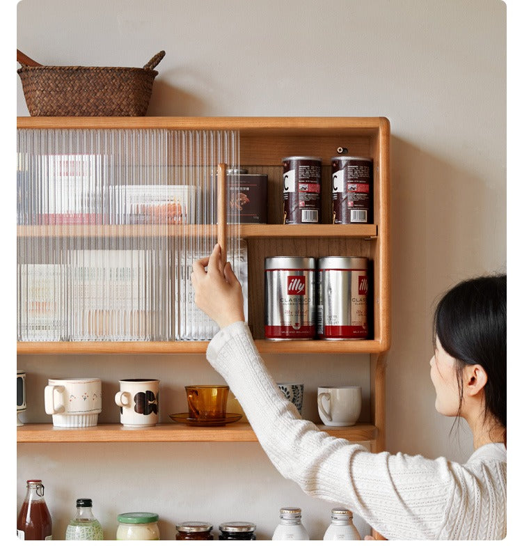 Cherry Solid Wood Wall Storage Cabinet,