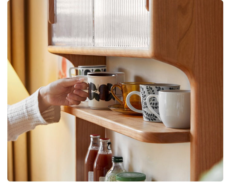 Cherry Solid Wood Wall Storage Cabinet,