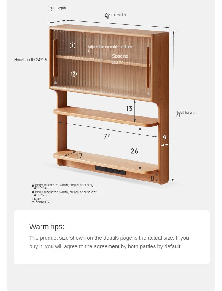 Cherry Solid Wood Wall Storage Cabinet,