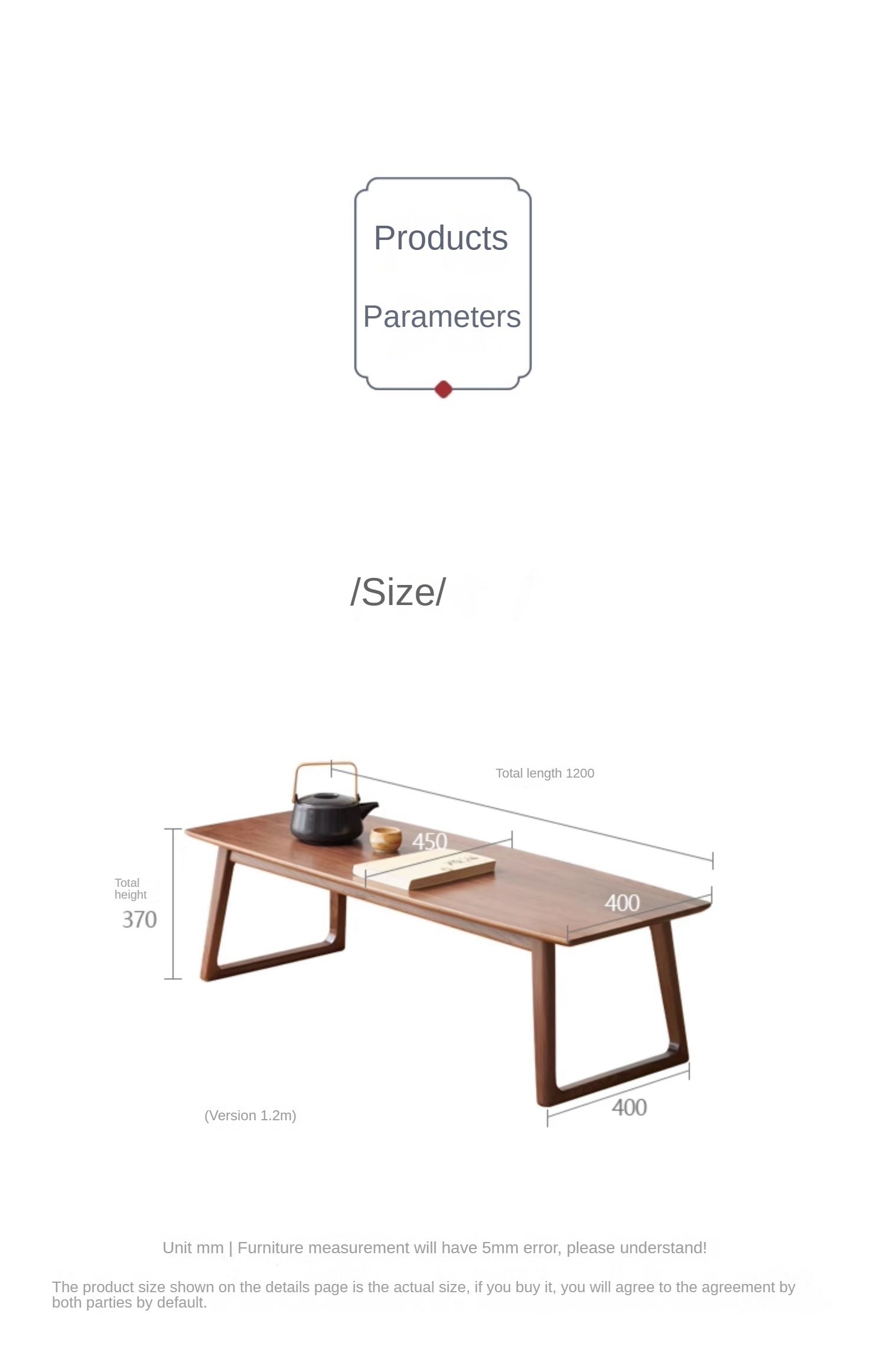 Black walnut, Ash solid wood low small tea table