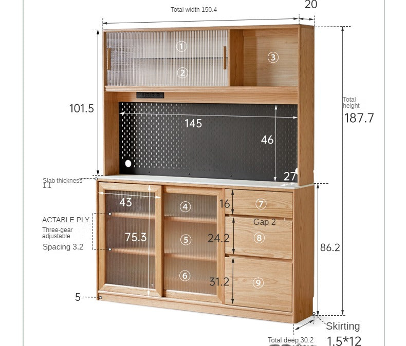 Oak Rock Board Nordic Integrated Ultra-thin Sideboard,