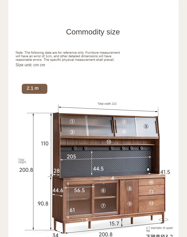 Black walnut Solid Wood Rock Board Sideboard ,