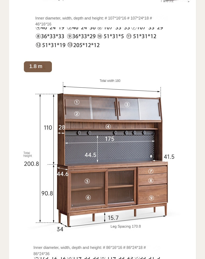 Black walnut Solid Wood Rock Board Sideboard ,