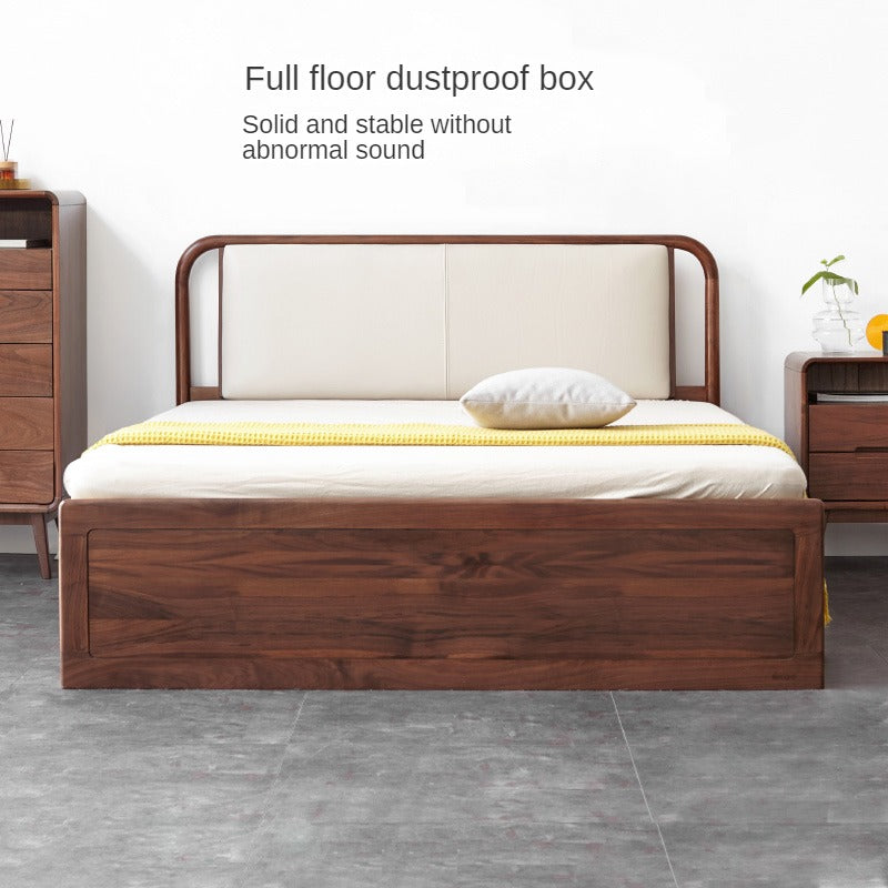 Ash solid wood box leather bed<