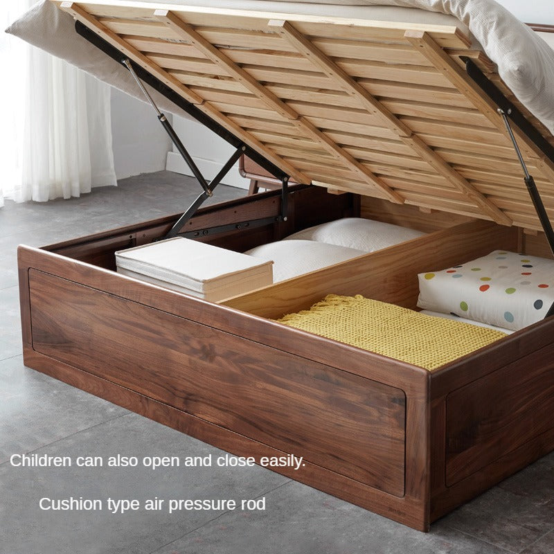 Ash solid wood box leather bed<