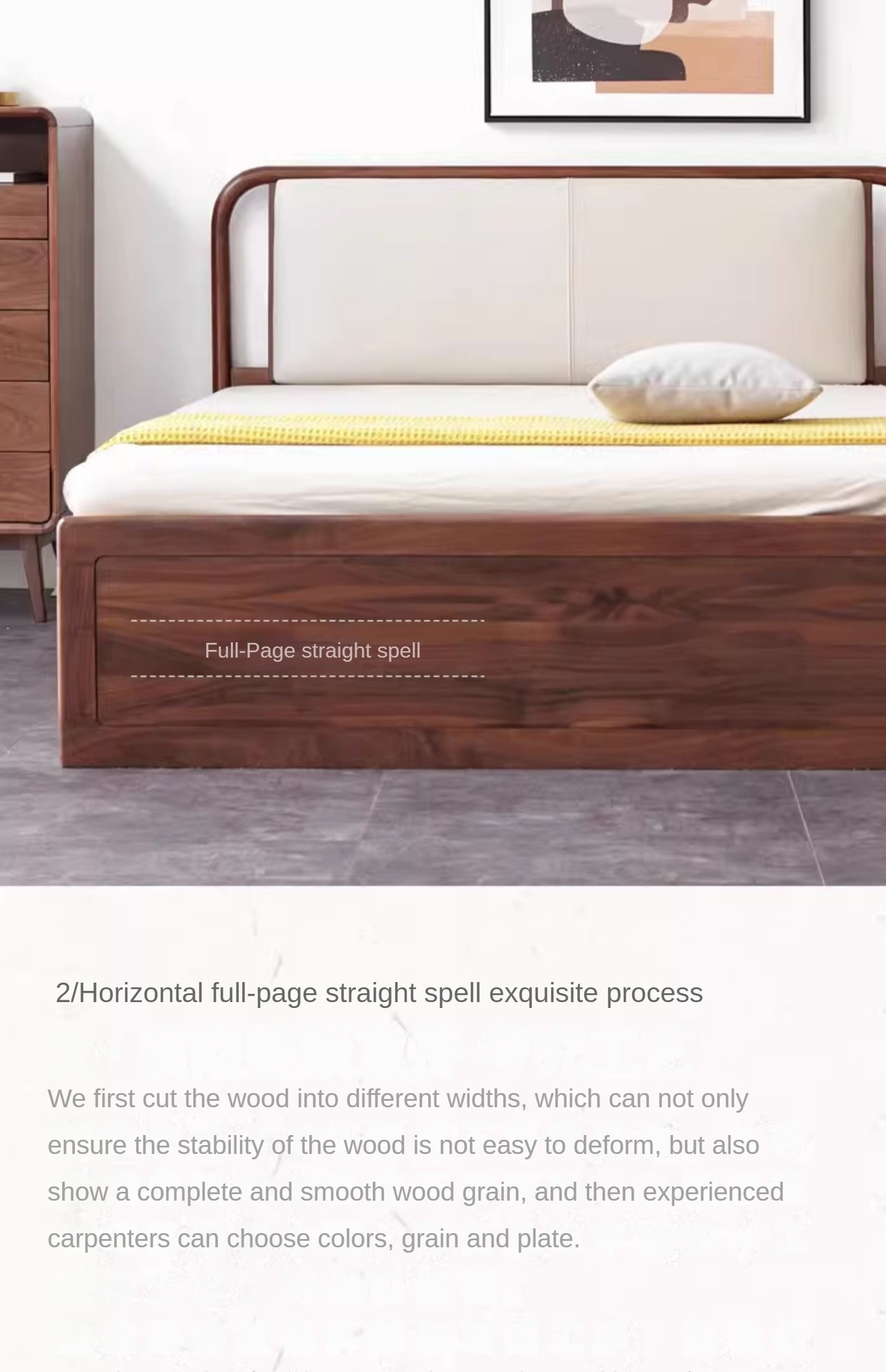 Ash solid wood box leather bed<