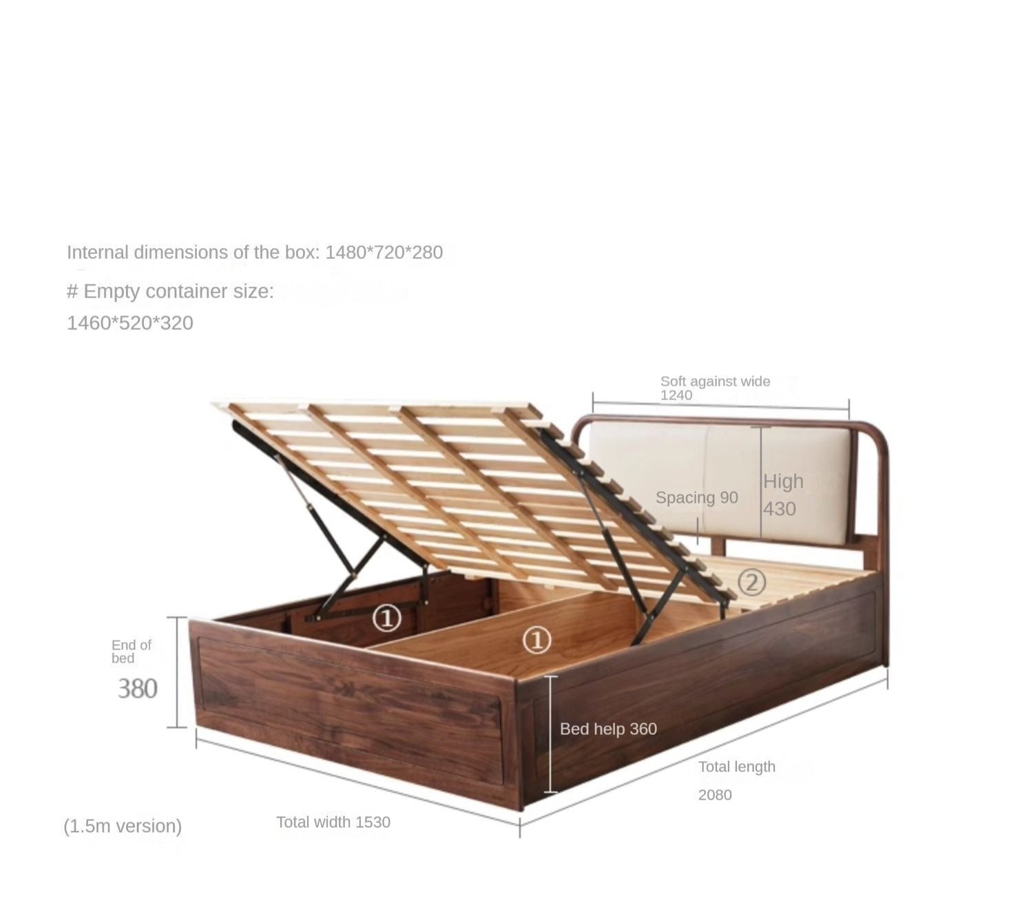 Ash solid wood box leather bed<