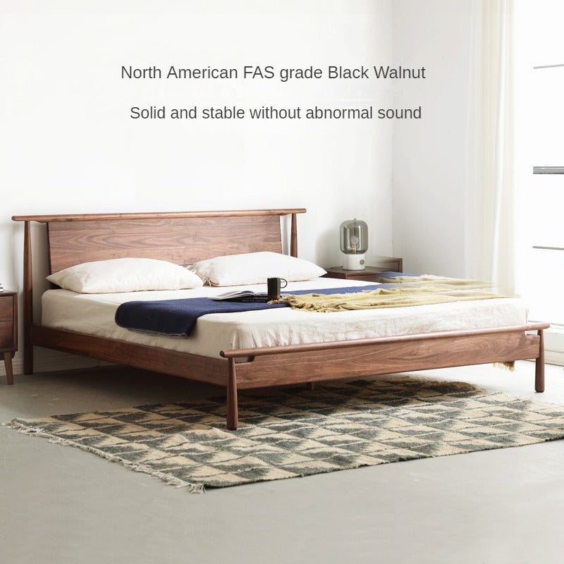 North American black walnut solid wood light luxury bed<