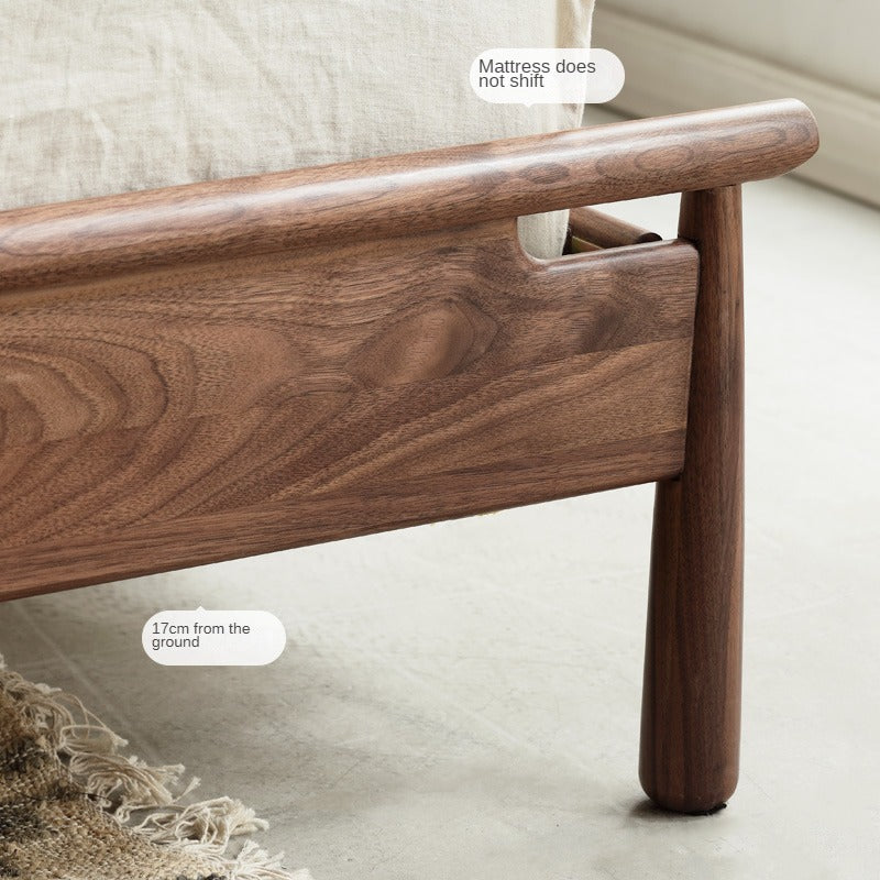 North American black walnut solid wood light luxury bed<