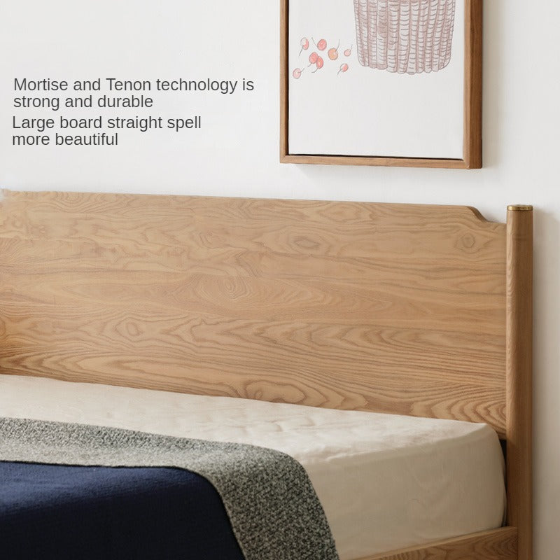 Ash solid wood Nordic simple modern bed<