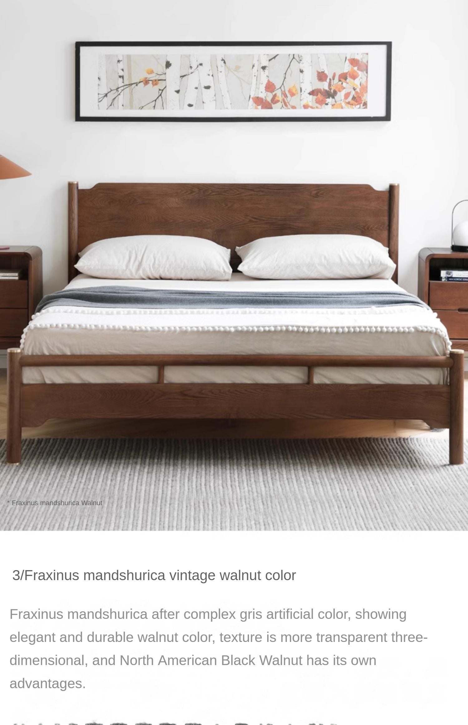 Ash solid wood Nordic simple modern bed