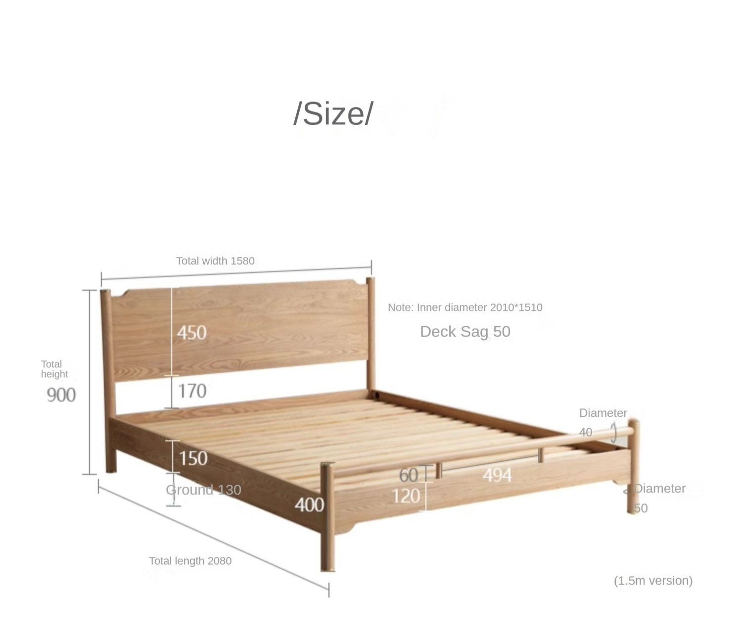 Ash solid wood Nordic simple modern bed<