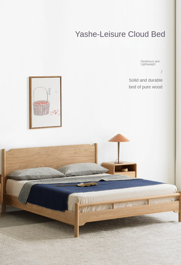 Ash solid wood Nordic simple modern bed