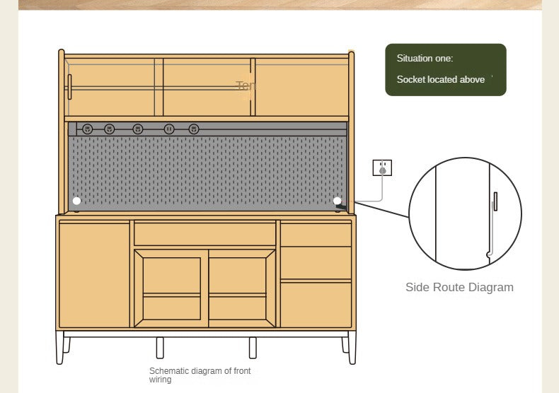 Cherry solid wood dining sideboard medieval style,