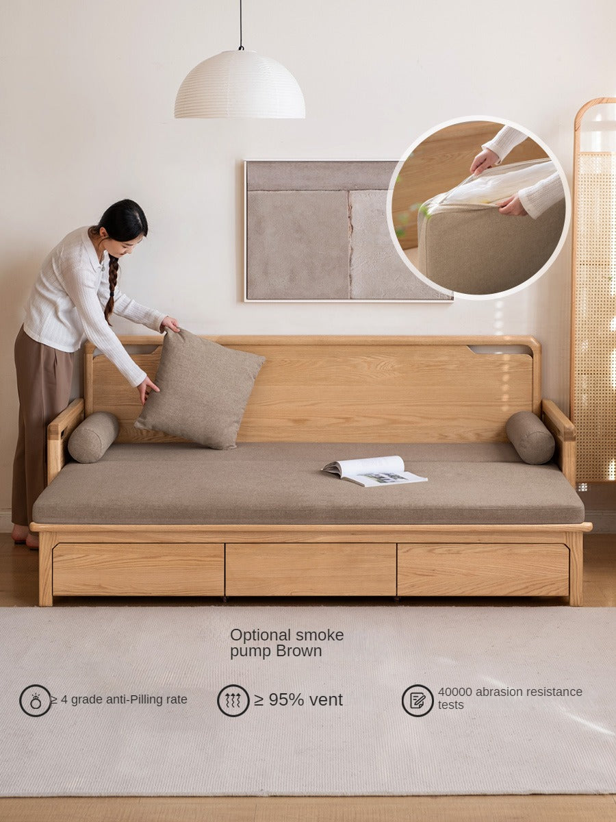 Oak Foldable Sofa Bed New Multifunctional Storage: