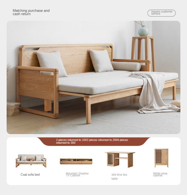 Ash solid wood sofa bed: