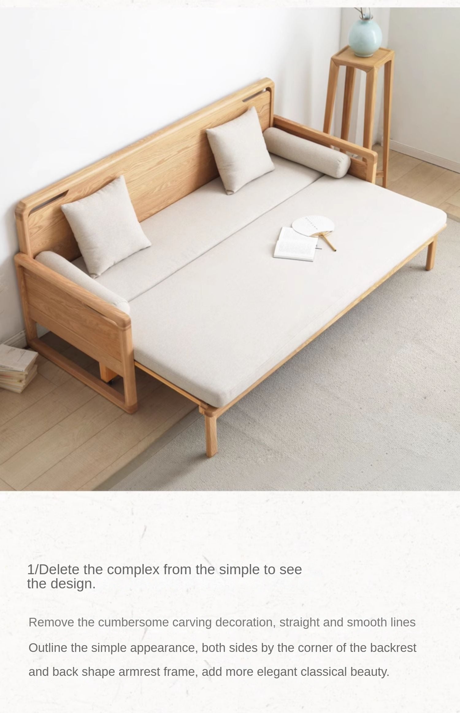 Ash solid wood sofa bed: