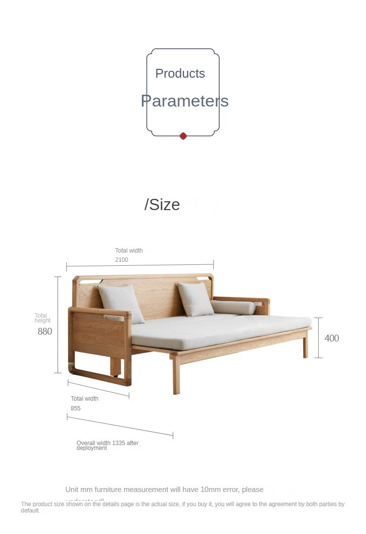 Ash solid wood sofa bed: