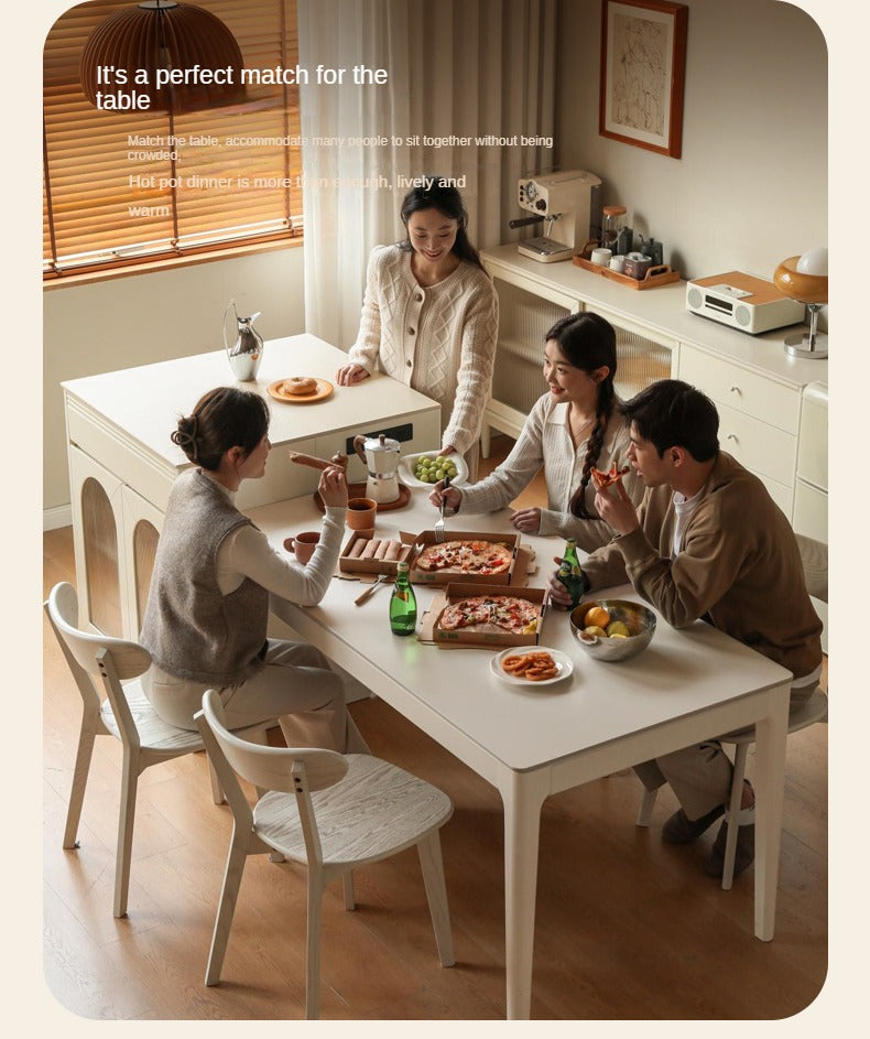 Poplar Solid Wood Rock Board Multifunctional Dining Table,