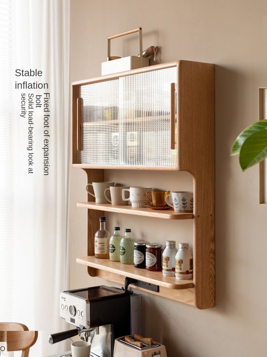 Oak solid wood wall-mounted suspended cabinet,