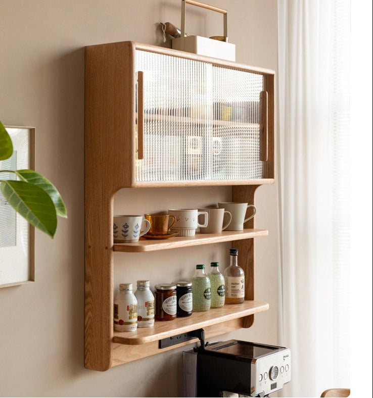 Oak, Beech, Cherry Wood Solid Wood Wall-Mounted Suspended Cabinet