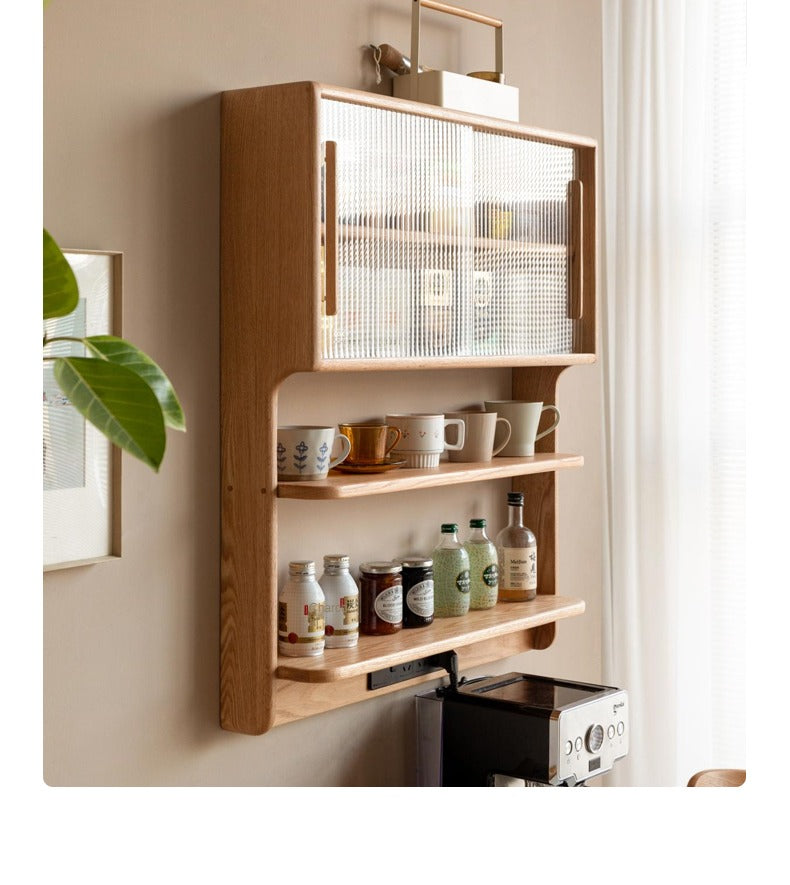 Oak solid wood wall-mounted suspended cabinet,