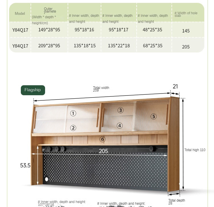 Oak Solid Wood locker multi-functional Sideboard,