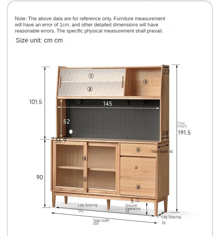 Oak solid wood modern dining sideboard against the wall,