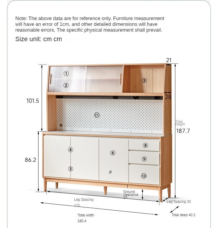 Beech solid wood against the wall dining sideboard,