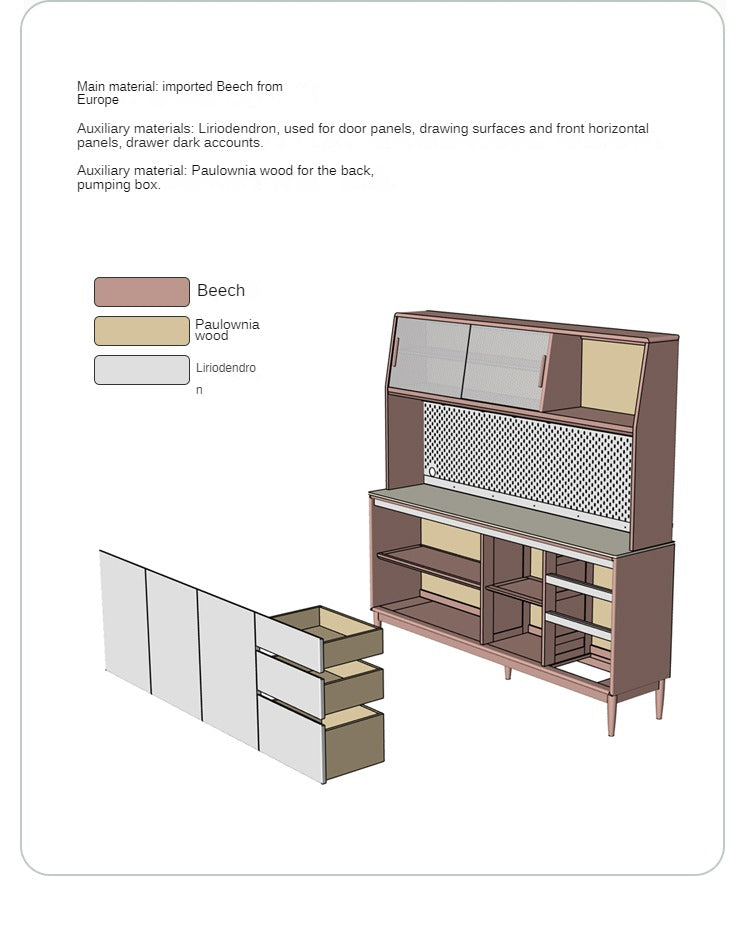 Beech solid wood against the wall dining sideboard,