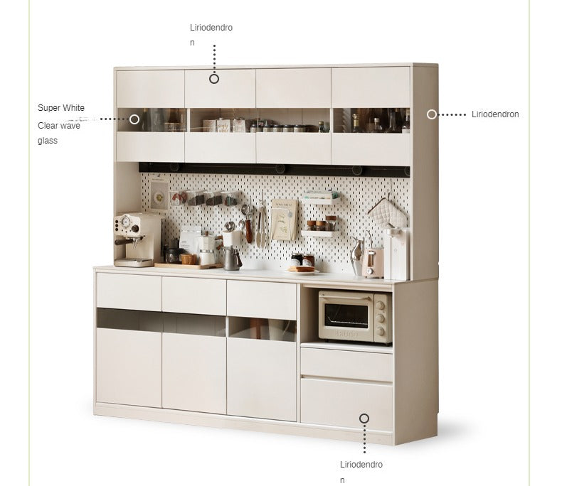 Poplar solid wood against the wall cream style dining sideboard,