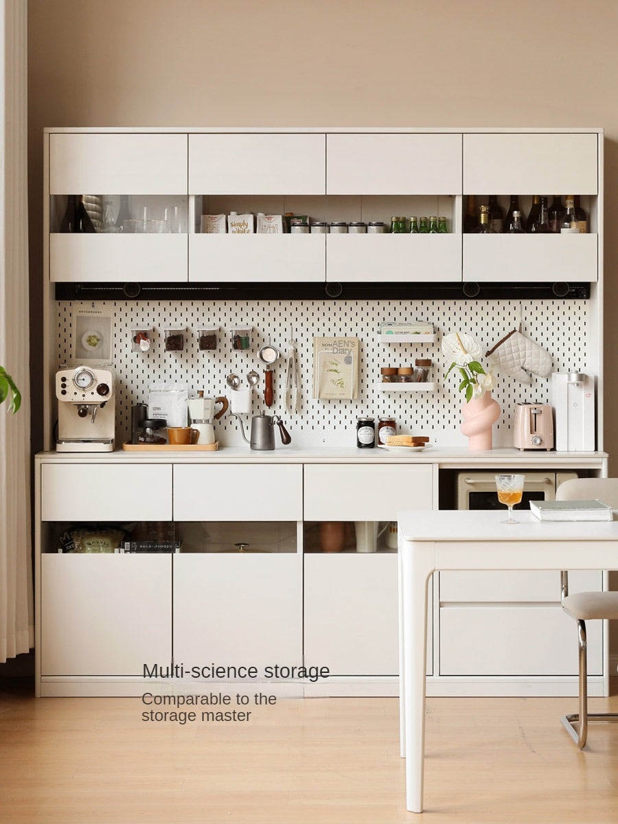 Poplar solid wood against the wall cream style dining sideboard,