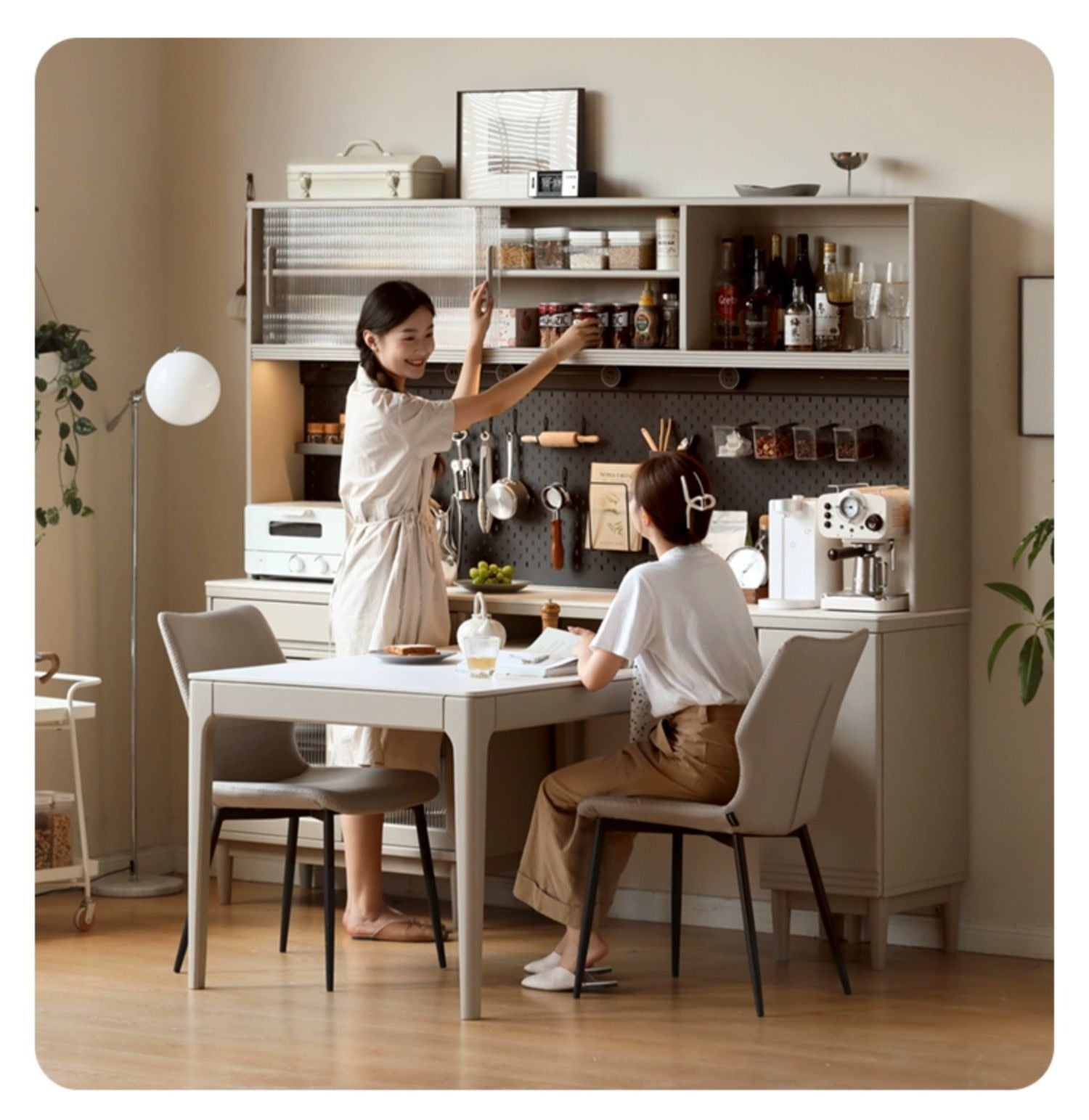 Poplar solid wood dining sideboard,