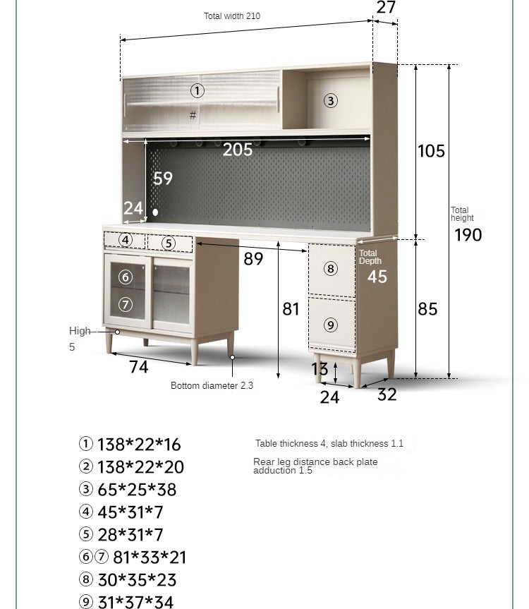 Poplar solid wood dining sideboard,