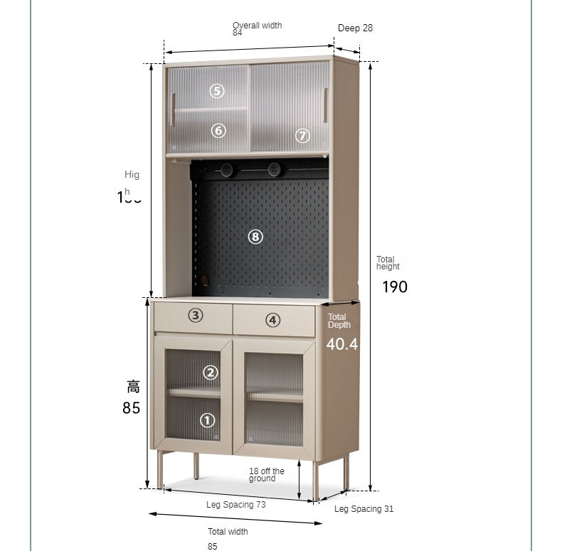 Poplar Solid Wood High Sideboard Household Storage,