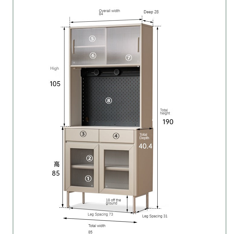 Poplar Solid Wood High Sideboard Household Storage,