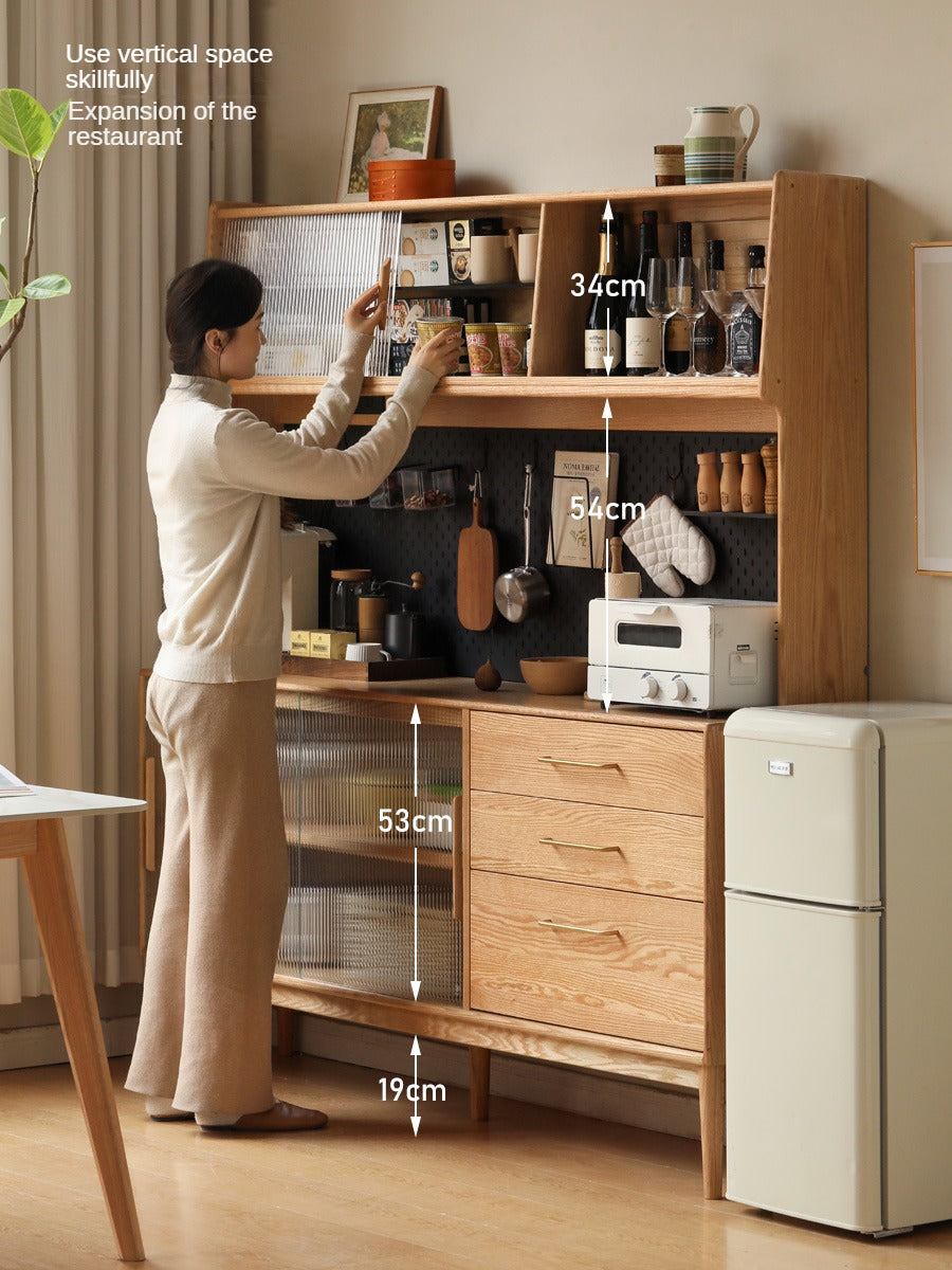 Oak Solid Wood Modern Multifunctional Sideboard,