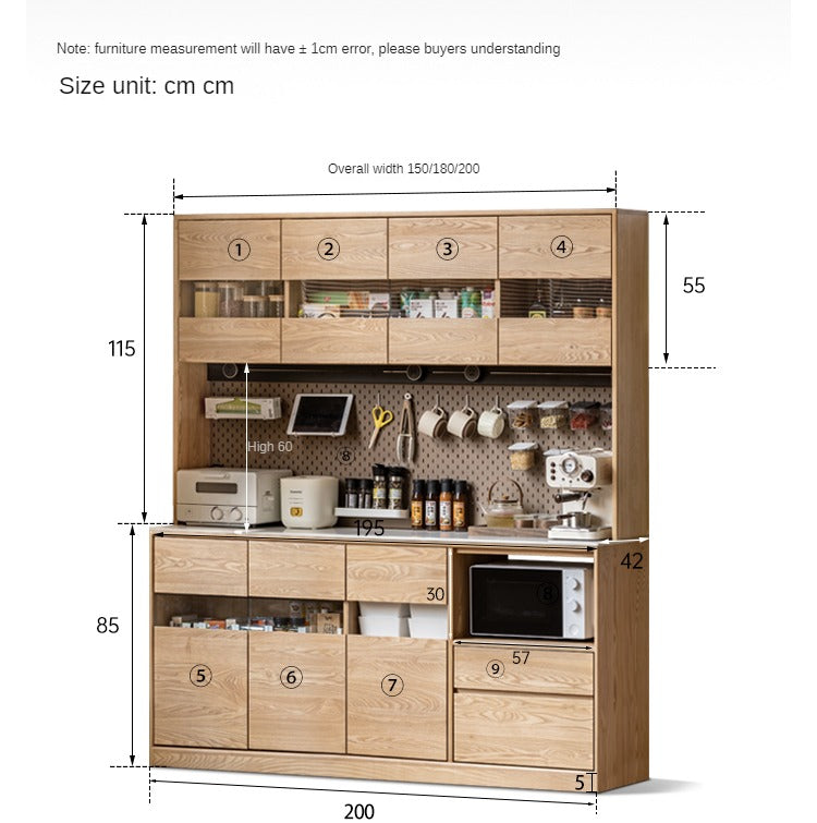 Ash solid wood rock plate dining sideboard,