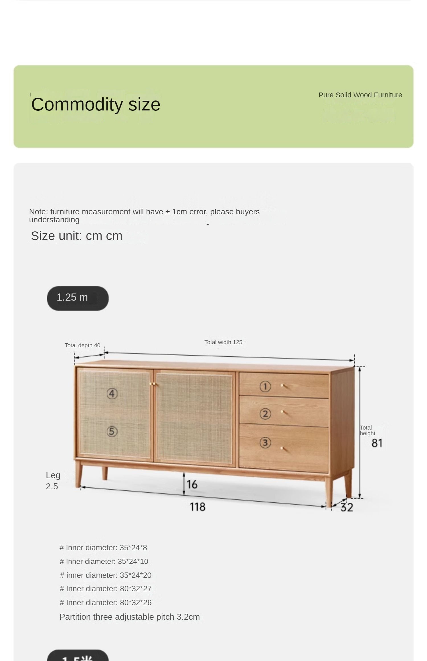 Oak Solid Wood rattan modern Sideboard,