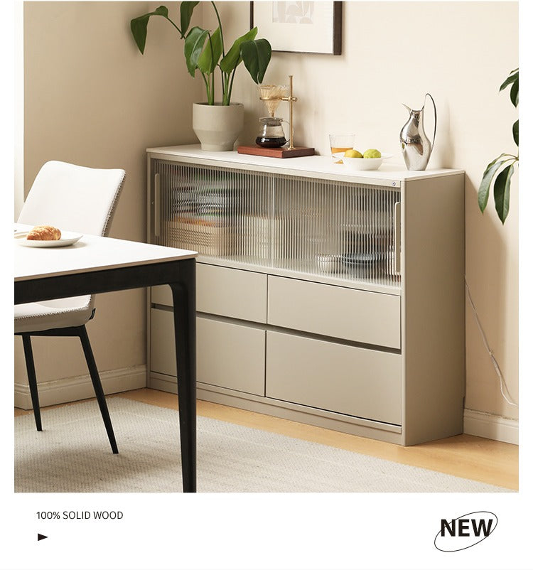 Poplar Solid Wood Ultra-thin Wall-mounted Sideboard,