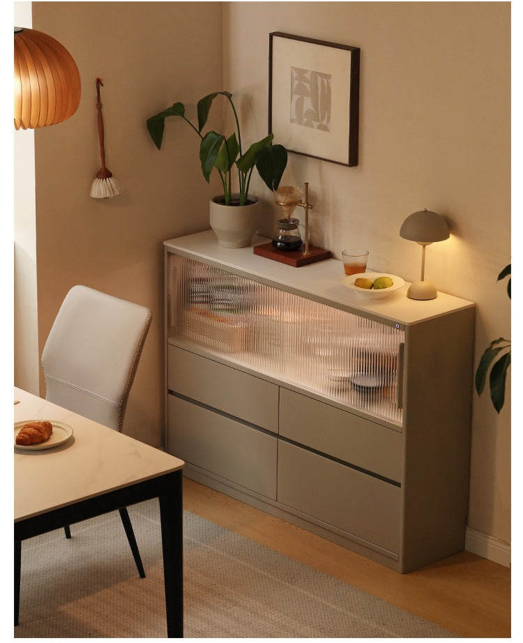 Poplar Solid Wood Ultra-thin Wall-mounted Sideboard,